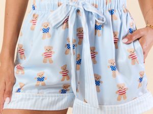 Bearly Asleep Teddy Bear Printed Pajama Shorts FINAL SALE