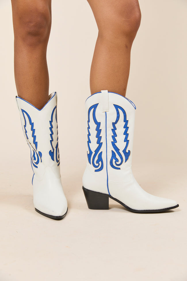 Patti Blue and White Western Boots FINAL SALE - Image 2