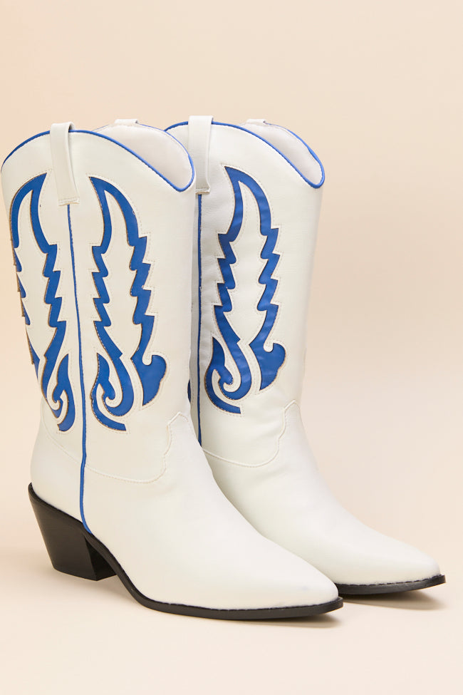 Patti Blue and White Western Boots FINAL SALE - Image 3