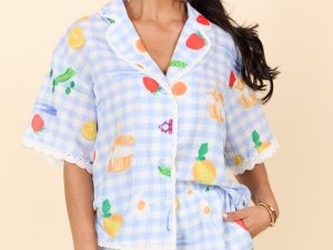 Picnic After Dark Blue Pajama Set FINAL SALE