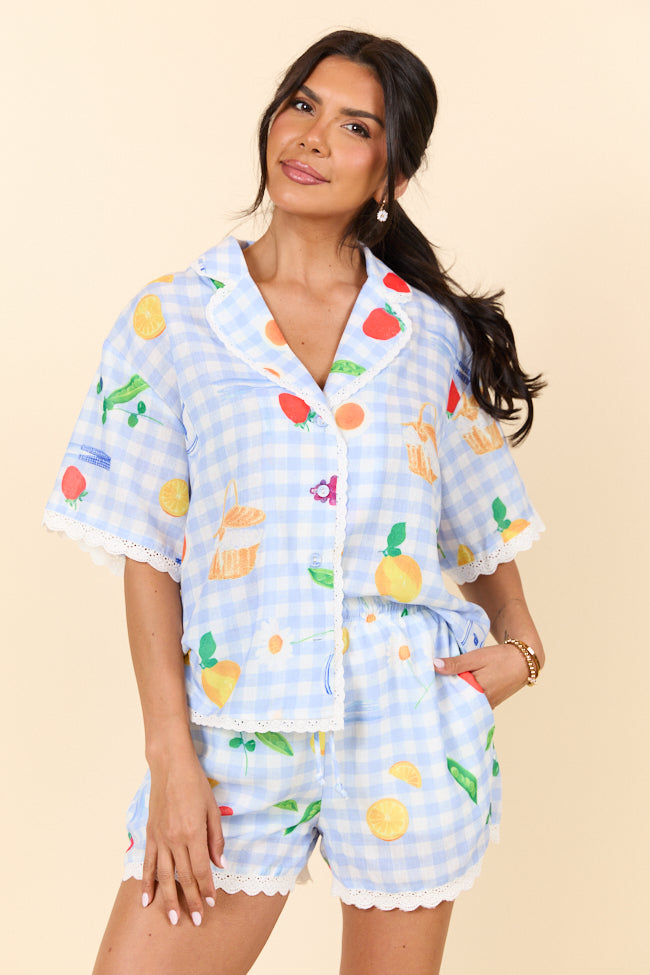 Picnic After Dark Blue Pajama Set FINAL SALE