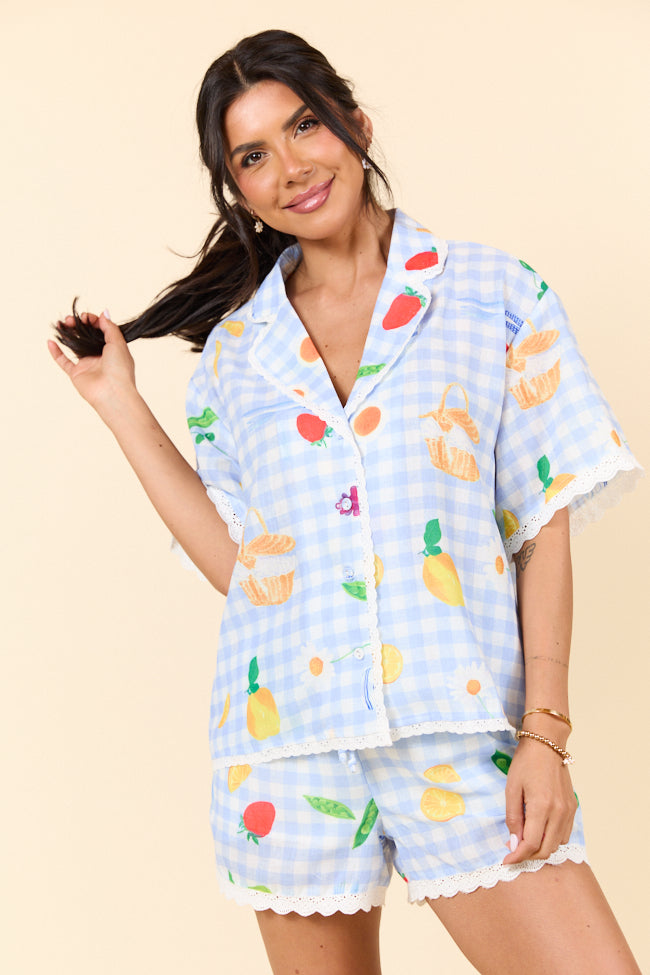 Picnic After Dark Blue Pajama Set FINAL SALE - Image 4
