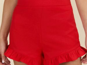 Trust The Process Red Frill Hem Shorts FINAL SALE