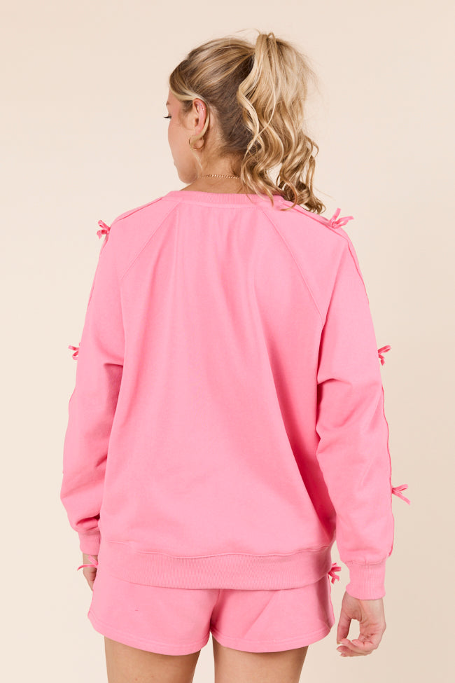 Kinley Pink Side Bow Detail Crewneck Sweatshirt FINAL SALE - Image 4
