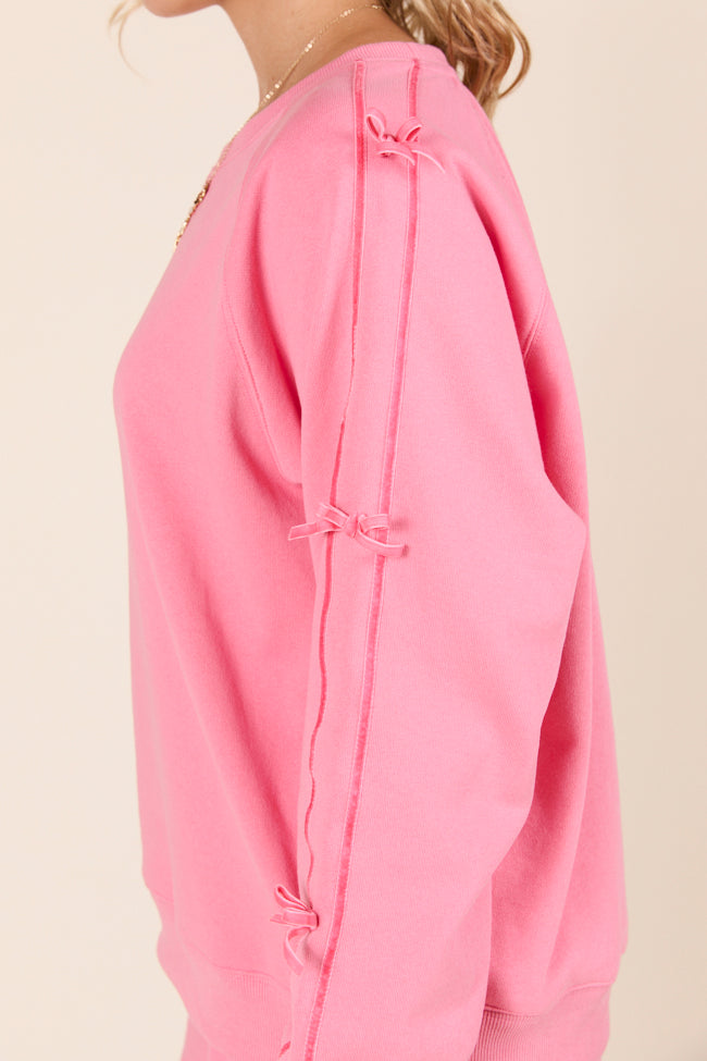 Kinley Pink Side Bow Detail Crewneck Sweatshirt FINAL SALE - Image 5