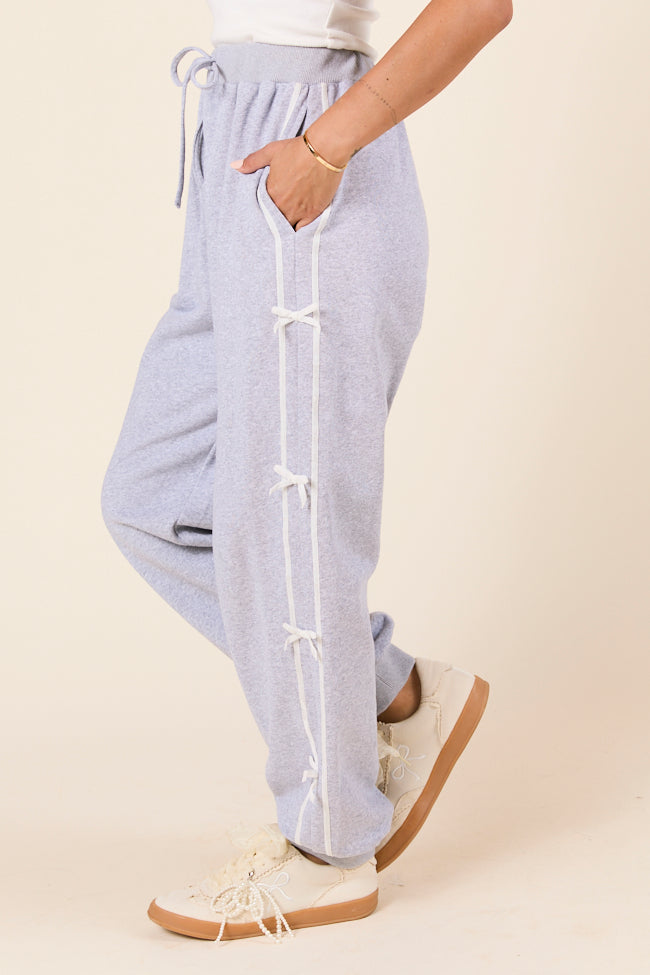 Kinley Heather Grey Side Bow Detail Pants FINAL SALE