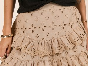 Marianne Khaki Eyelet Ruffle Skort