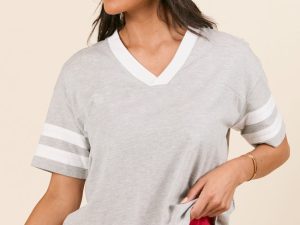 Benson Short Sleeve Heather Grey Varsity Tee FINAL SALE