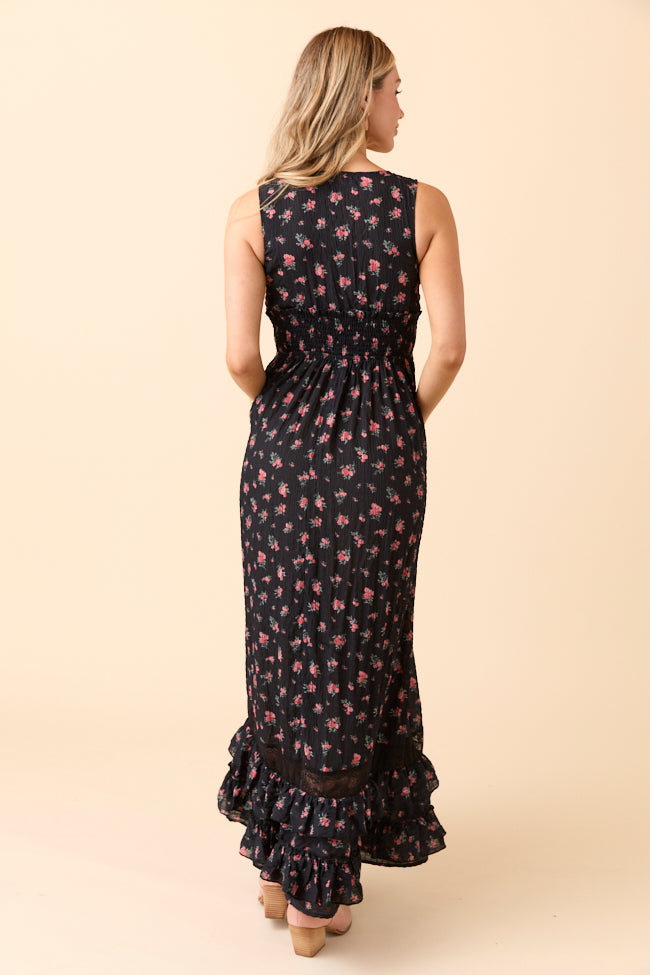 Lucky To Have You Sleeveless Black Floral Maxi Dress - Image 6