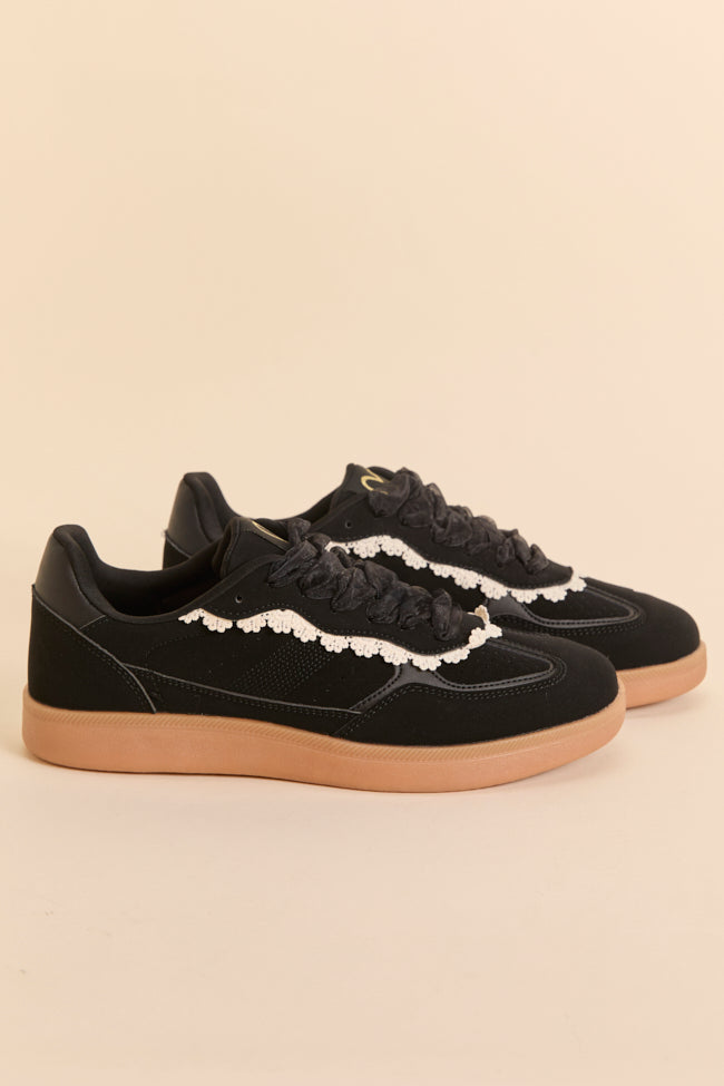 Tiffany Black Lace Trim Sneakers - Image 2