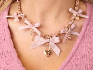 Gianna Pink Ribbon Charm Necklace