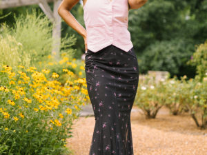 Anna Marie Black Floral Knit Maxi Skirt
