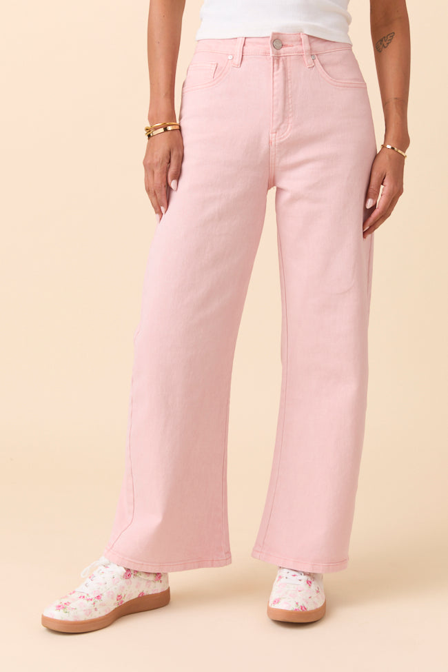 Marigold Pearl Pink Mid Rise Barrel Jeans