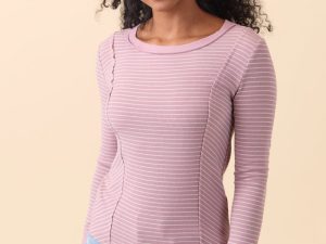 Phoebe Pink and White Striped Long Sleeve Knit Top