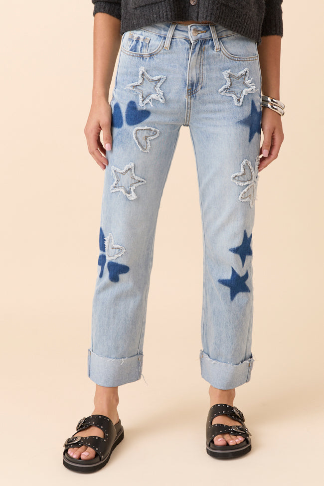 Cara Light Wash Patch Jeans FINAL SALE