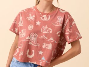 Rylan Short Sleeve Rust Western Tee