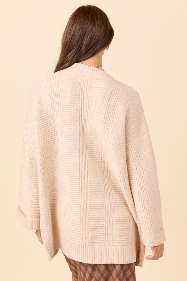 Aleah Beige Cable Sweater Coat - Image 5
