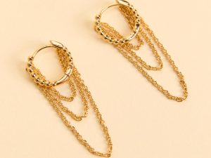 Sawyer 14K Gold Dipped Chain Huggie Earring Emily Fauver X Pink Lily