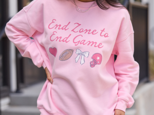 End Zone To End Game Light Pink Graphic Sweatshirt