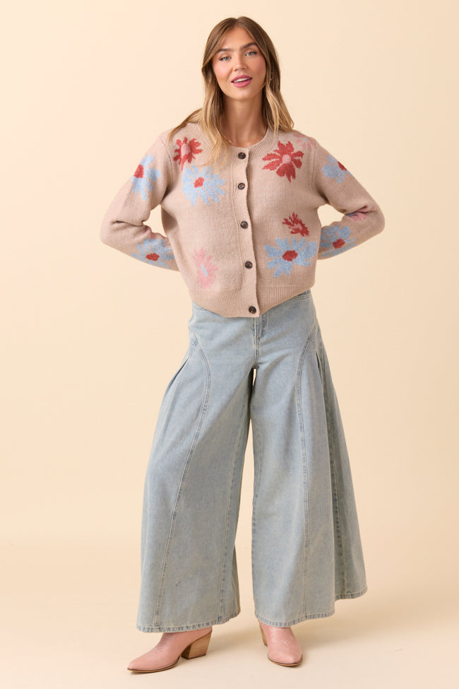 Angel Tan Floral Print Cardigan FINAL SALE - Image 4