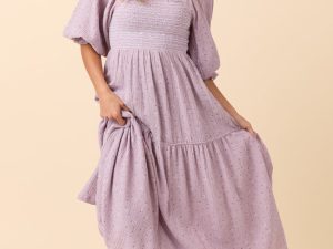 Thalia Lavender Floral Smocked Top Maxi Dress