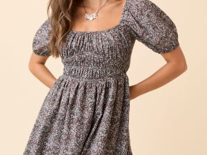 Evangeline Brown Floral Mini Dress