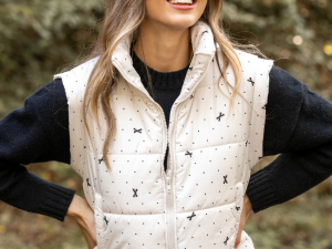 Stella White Bow Dot Puffer Vest