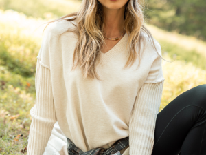 Mariah Ivory Relaxed Long Sleeve Pullover Tunic