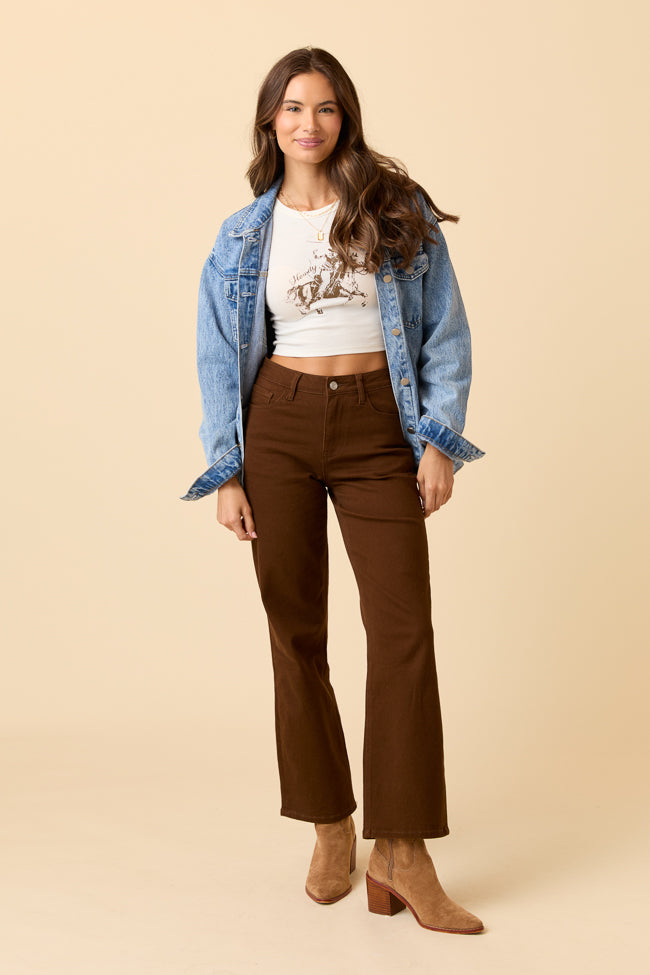 Ezra Pecan Brown Straight Leg Denim Jeans - Image 2