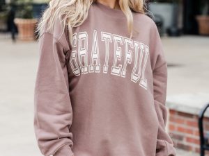 Grateful Block Mocha Graphic Sweatshirt