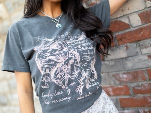 Cowboy Take Me Away Dark Grey Graphic Tee