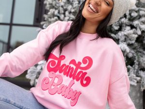Santa Baby Light Pink Graphic Sweatshirt