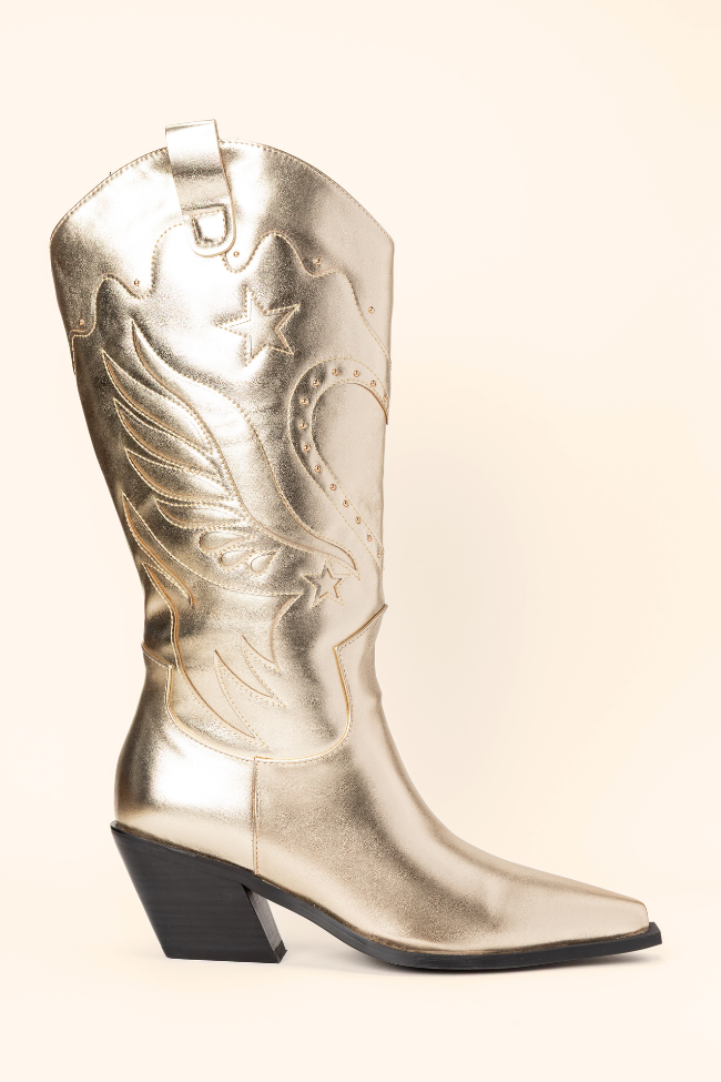 Everlyn Gold Metallic Western Boots FINAL SALE