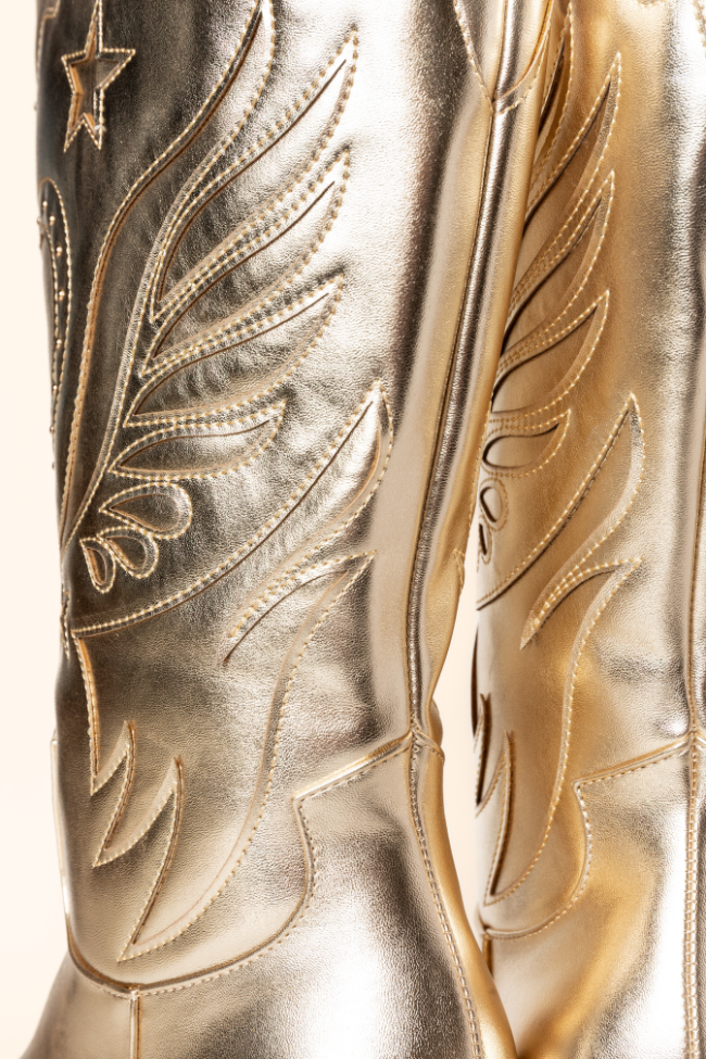 Everlyn Gold Metallic Western Boots FINAL SALE - Image 3