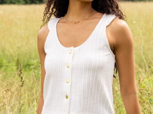 Gretta White Button Up Knit Tank FINAL SALE