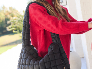 Haylie Black Quilted Carry All Bag