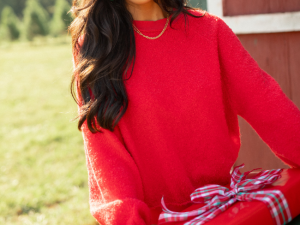 Kristy Red Boucle Sweater