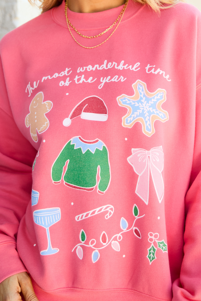 It's The Most Wonderful Time Of The Year Light Red Graphic Sweatshirt - Image 2