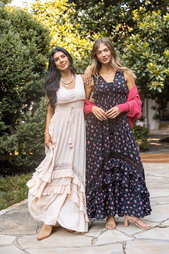 Lucky To Have You Sleeveless Black Floral Maxi Dress - Image 2