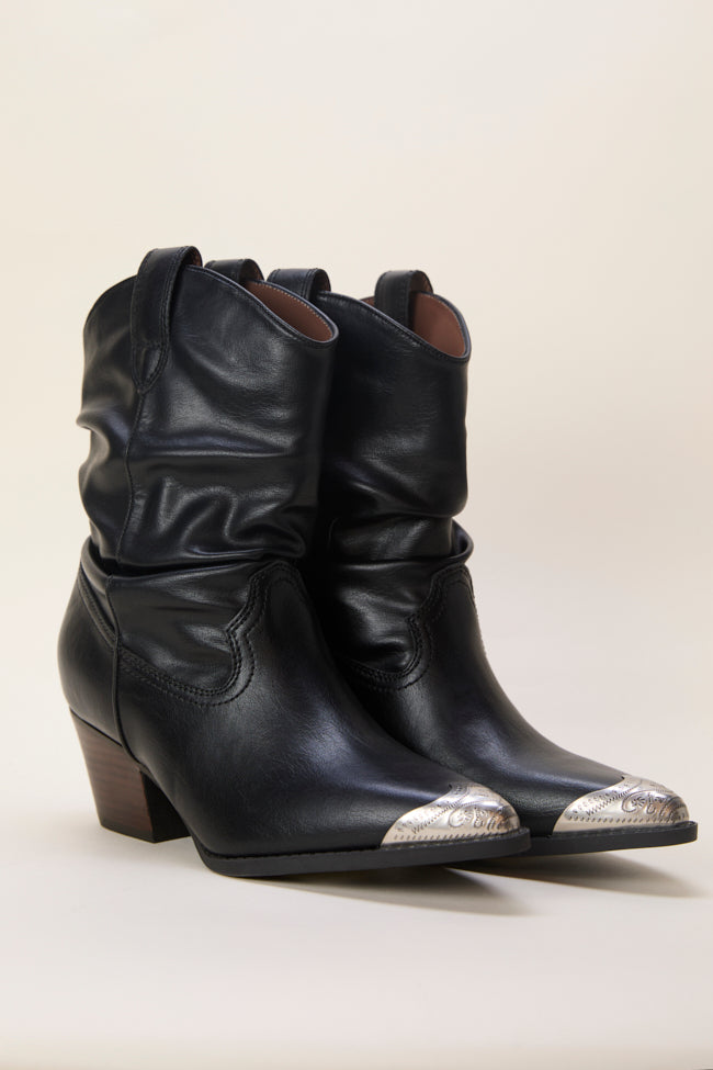 Heather Black Slouch Boots Emily Fauver X Pink Lily - Image 2