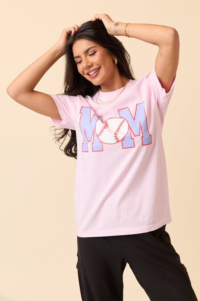 Mom Block Baseball Light Pink Graphic Tee - Image 4