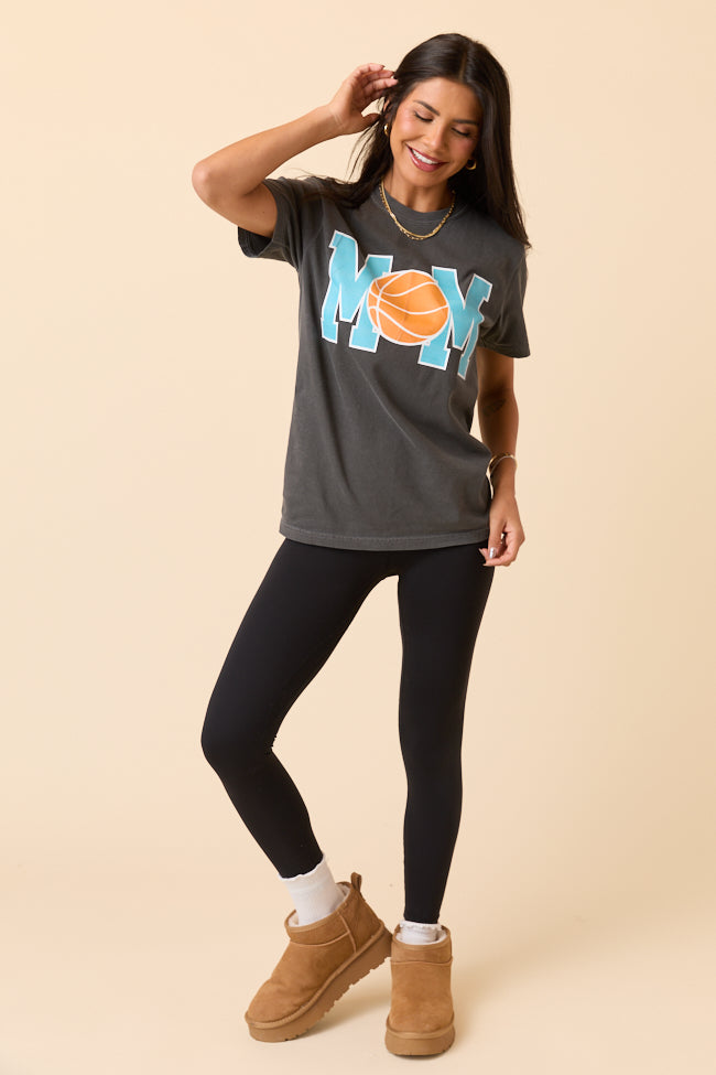 Mom Block Basketball Dark Grey Graphic Tee - Image 5