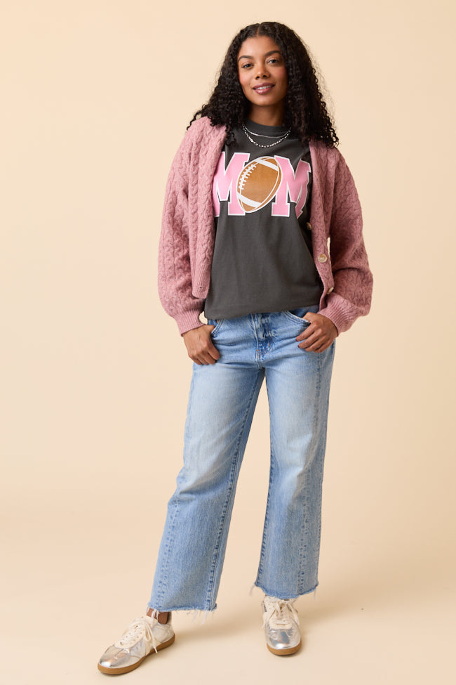 Mom Block Football Dark Grey Graphic Tee - Image 5