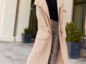 Parker Taupe Cable Knit Duster Cardigan Amber Massey X Pink Lily