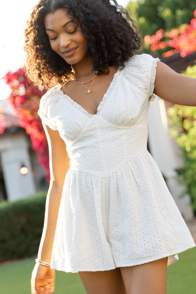 Ever After White Eyelet Romper FINAL SALE