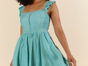 In This Groove Dusty Teal Mini Dress FINAL SALE