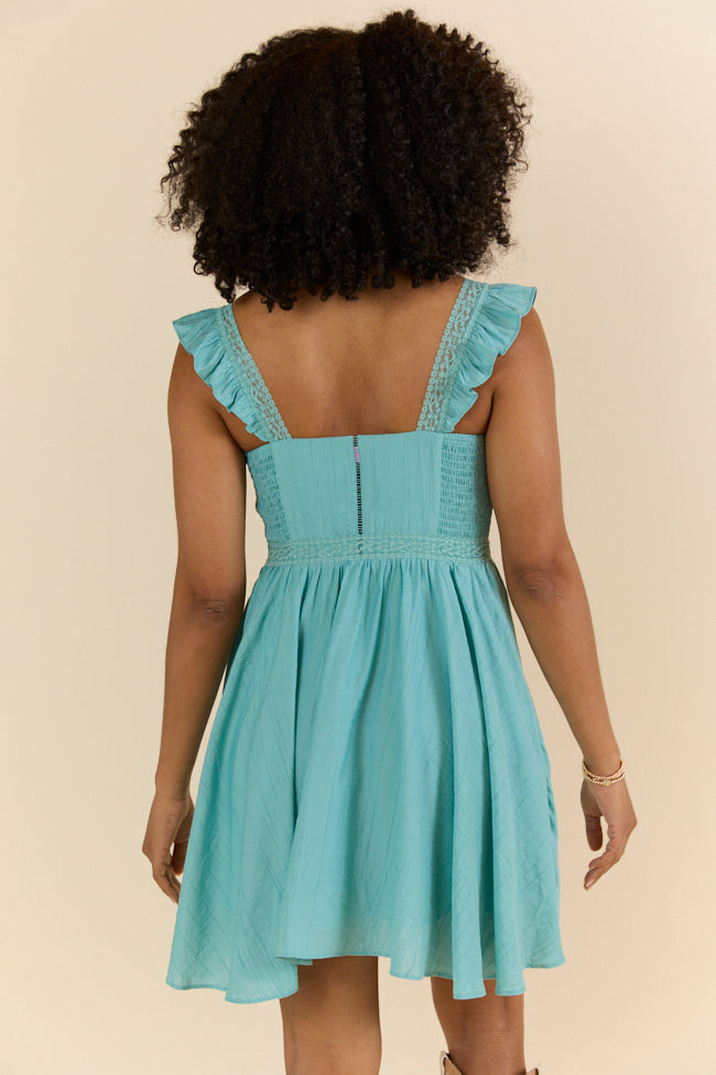In This Groove Dusty Teal Mini Dress FINAL SALE - Image 5