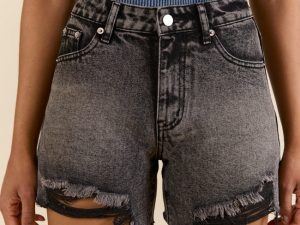 Night Rhythm Black Wash Distressed Denim Shorts FINAL SALE