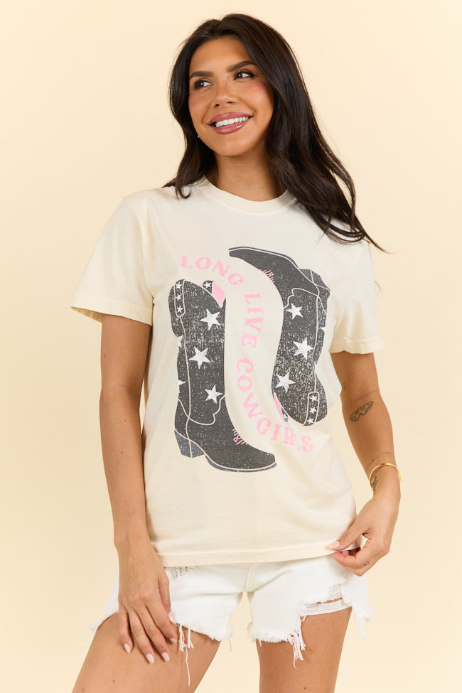 Long Live Cowgirls Star Boots Ivory Graphic Tee - Image 4