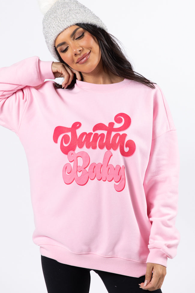 Santa Baby Light Pink Graphic Sweatshirt - Image 2